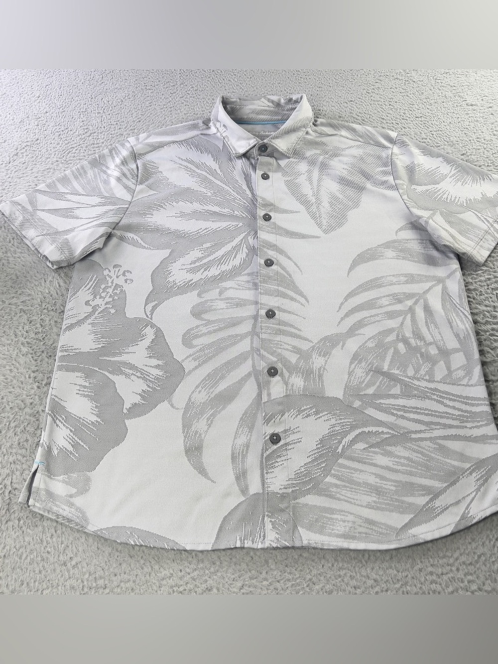 Tommy Bahama Shirt Mens Large Gray Islandzone Button Short Sleeve Tropical - Picture 2 of 10